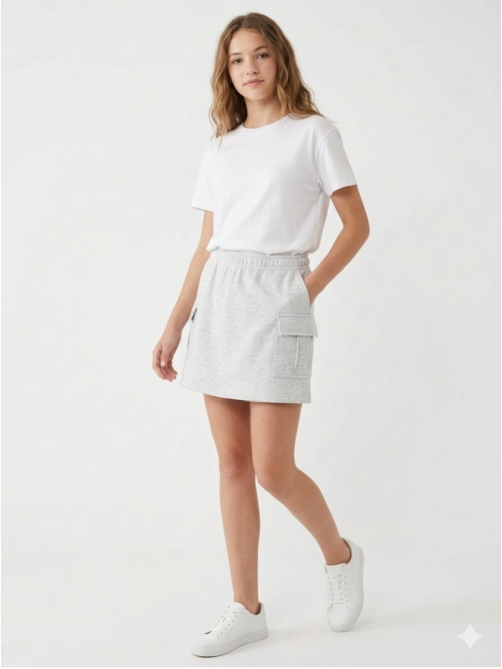 Girls No Comment Cargo Pocket Skort Grey Size XL - 894